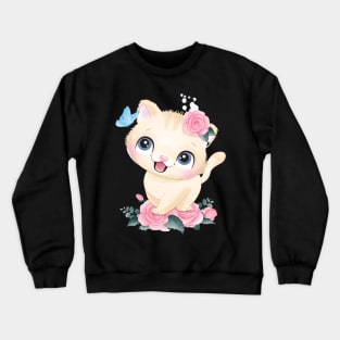 Cute little kitty portrait illustration Crewneck Sweatshirt